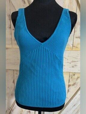 INC International Concepts Teal Ribbed V-Neck Tank
